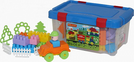 Конструктор Полесье Строитель 71 элемент в контейнере 50472