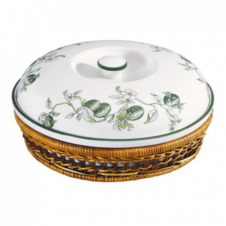 Блюдо Bekker в плетеной корзине с крышкой 26 см BK-7006 green