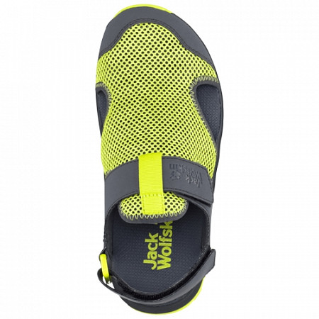 На картинке изображен Сандалии детские Jack Wolfskin Outdoor Water Action Sandal K ebony / lime Сандалии детские Jack Wolfskin Outdoor Water Action Sandal K ebony / lime