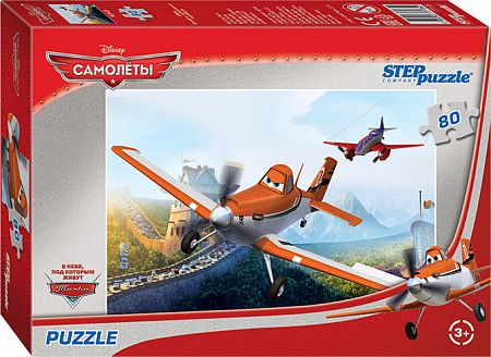На картинке изображен Пазлы Step Puzzle 80 "Тачки/Самолёты" 77135 Пазлы Step Puzzle 80 "Тачки/Самолёты" 77135