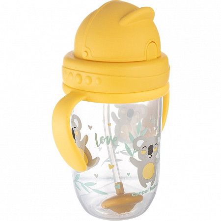 Поильник непроливающий Canpol babies Exotic Animals с трубочкой и утяжелителем 270 мл 6+ (56/606_yel) yellow