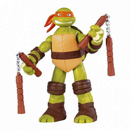 На картинке изображен Фигурка Playmates Черепашки-ниндзя Микеланджело с боевым панцирем 91220 91224 Фигурка Playmates Черепашки-ниндзя Микеланджело с боевым панцирем 91220 91224