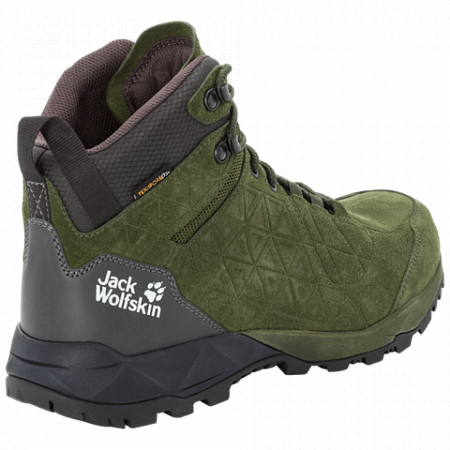 На картинке изображен Ботинки мужские Jack Wolfskin Cascade Hike Lt Texapore Mid M dark moss / phantom Ботинки мужские Jack Wolfskin Cascade Hike Lt Texapore Mid M dark moss / phantom