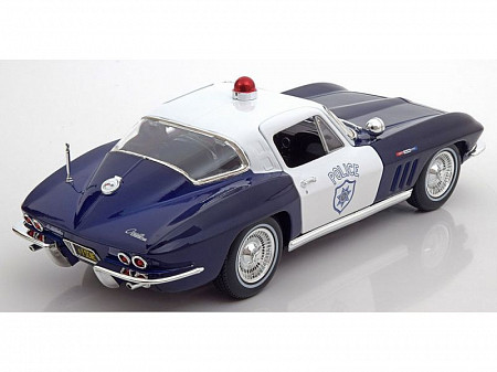 Масштабная модель автомобиля Maisto 1:18 Шевроле Корвет (1965) (31381) blue/white