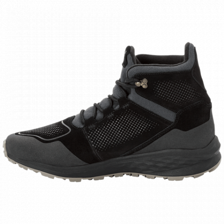 На картинке изображен Ботинки мужские Jack Wolfskin Coogee Texapore Wt Mid M black / black Ботинки мужские Jack Wolfskin Coogee Texapore Wt Mid M black / black
