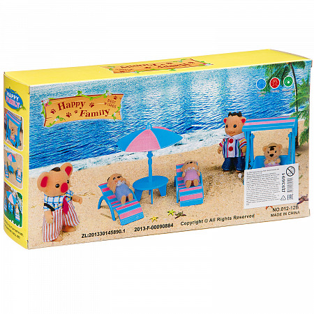 Игровой набор Happy Family 012-12B с фигуркой зверюшки, пляж