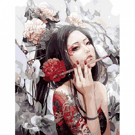 На картинке изображен Набор красок для творчества с трафаретом для нанесения и кисточками Picasso Девушка с татуировкой дракона PC4050427 Набор красок для творчества с трафаретом для нанесения и кисточками Picasso Девушка с татуировкой дракона PC4050427