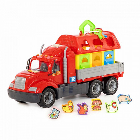 Набор Полесье Автомобиль бортовой с домиком для зверей 55521