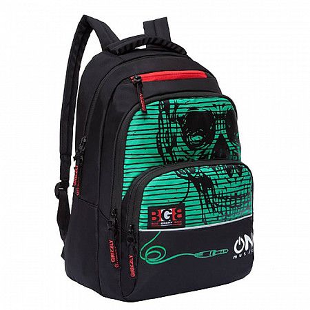 Рюкзак для мальчика GRIZZLY RU-931-2 black/green