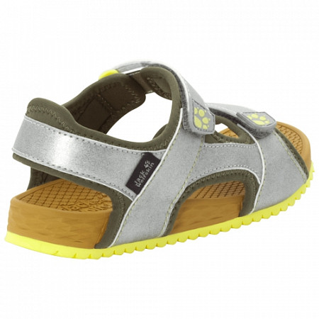 На картинке изображен Сандалии детские Jack Wolfskin Outfresh Deluxe Sandal K silver / khaki Сандалии детские Jack Wolfskin Outfresh Deluxe Sandal K silver / khaki