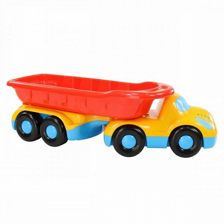 На картинке изображен Автомобиль-самосвал с полуприцепом Полесье Дружок 48486 Автомобиль-самосвал с полуприцепом Полесье Дружок 48486