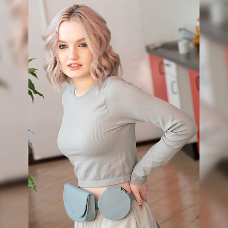 Поясная сумка женская Ors Oro OMS-0155 grey-blue