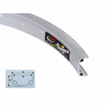 На картинке изображен Обод TBS S25А одинарный, 700С 28x1.5-1.95, silver, 25 мм, 36H Обод TBS S25А одинарный, 700С 28x1.5-1.95, silver, 25 мм, 36H