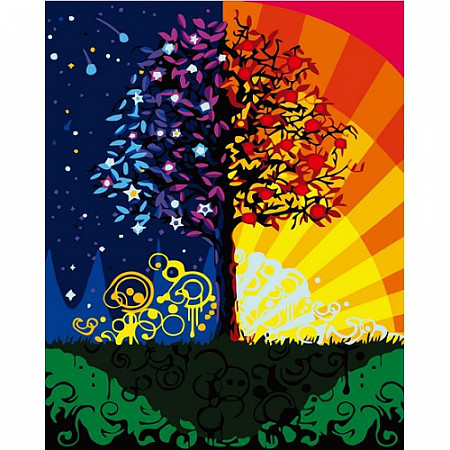 Набор красок для творчества с трафаретом для нанесения и кисточками Picasso Дерево счастья PC4050323