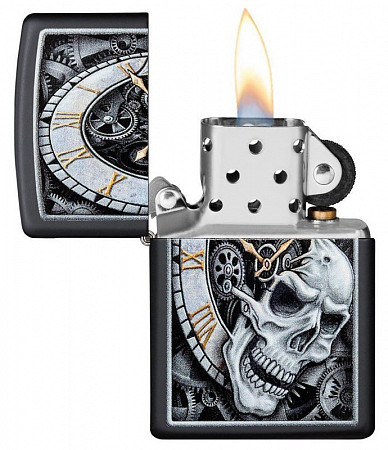 Зажигалка Zippo Skull Clock 29854 black matte