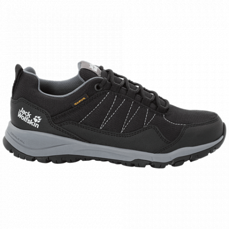 На картинке изображен Полуботинки женские Jack Wolfskin Maze Texapore Low W black / grey Полуботинки женские Jack Wolfskin Maze Texapore Low W black / grey