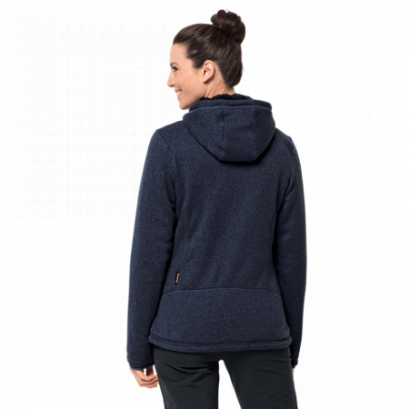 На картинке изображен Джемпер женский Jack Wolfskin Lakeland Jacket Women midnight blue Джемпер женский Jack Wolfskin Lakeland Jacket Women midnight blue