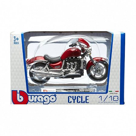 На картинке изображен Мотоцикл Bburago 1:18 Triumph Rocket III (18-51000/18-51039) Мотоцикл Bburago 1:18 Triumph Rocket III (18-51000/18-51039)