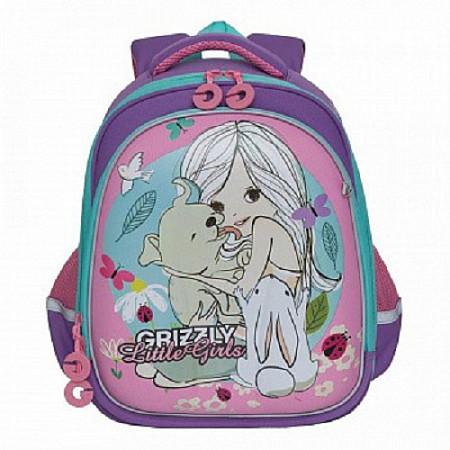 На картинке изображен Рюкзак школьный GRIZZLY RA-979-4 /1 lavender/pink Рюкзак школьный GRIZZLY RA-979-4 /1 lavender/pink