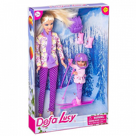 Куклы Defa Lucy c дочкой лыжницей 8356 yellow/pink