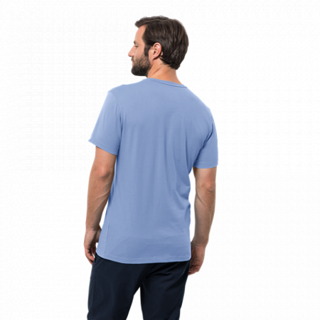 На картинке изображен Футболка мужская Jack Wolfskin Palm Cove T M shirt blue Футболка мужская Jack Wolfskin Palm Cove T M shirt blue