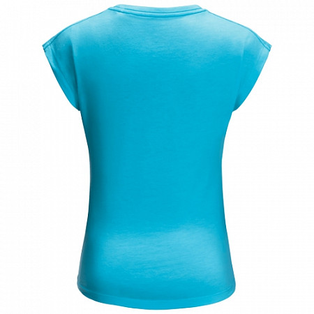На картинке изображен Футболка детская Jack Wolfskin Sunshine T Girls atoll blue Футболка детская Jack Wolfskin Sunshine T Girls atoll blue
