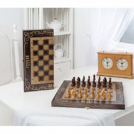 Шахматы походные деревянные с малой венге доской Орнамент 259-18