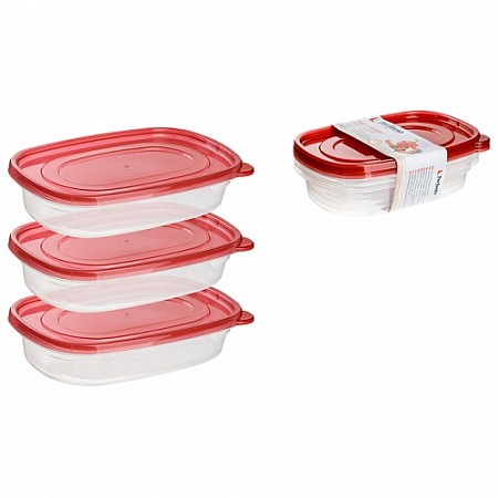 Набор прямоугольных контейнеров для пищевых продуктов Perfecto Linea с крышкой 0,9 л 37-007000