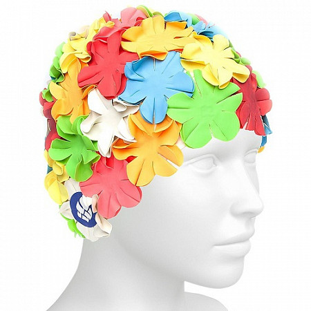 Шапочка для бассейна (плавания) женская Mad Wave Flower red/green/yellow