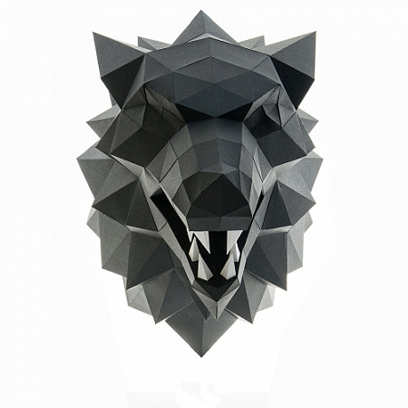 3D-конструктор PAPERRAZ Трофейная голова "Лютоволк" Black