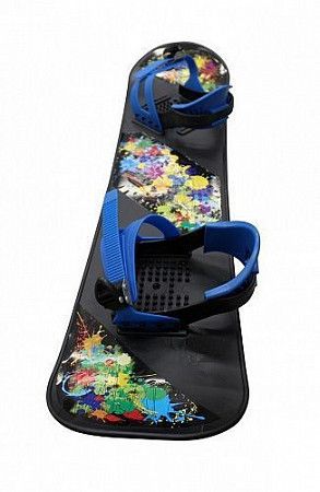 На картинке изображен Детский сноуборд пластиковый Тяни-толкай СД 01.00 с жёсткими креплениями black Детский сноуборд пластиковый Тяни-толкай СД 01.00 с жёсткими креплениями black