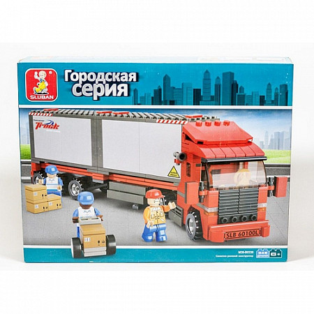На картинке изображен Конструктор Sluban Город Большой красный грузовик M38-B0338 Конструктор Sluban Город Большой красный грузовик M38-B0338