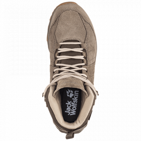 На картинке изображен Ботинки женские Jack Wolfskin Cascade Hike Lt Texapore Mid W beige / coconut brown Ботинки женские Jack Wolfskin Cascade Hike Lt Texapore Mid W beige / coconut brown