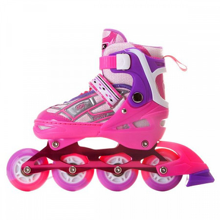 Раздвижные роликовые коньки RGX Yuppie Pink (светящиеся колеса)