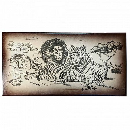 Нарды большие тонированные Тигр и Лев 600х300х36