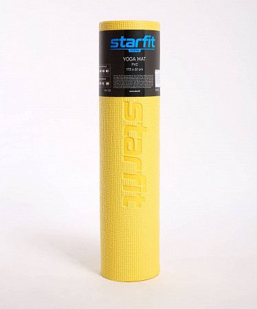 Коврик для йоги и фитнеса Starfit FM-101 PVC 173x61х1 см yellow