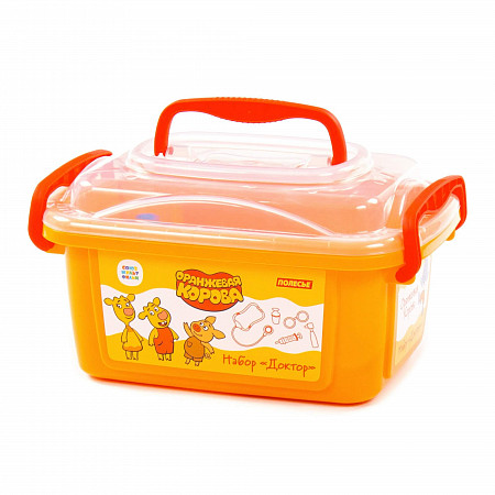 Игровой набор Полесье Оранжевая корова Доктор в контейнере 83357