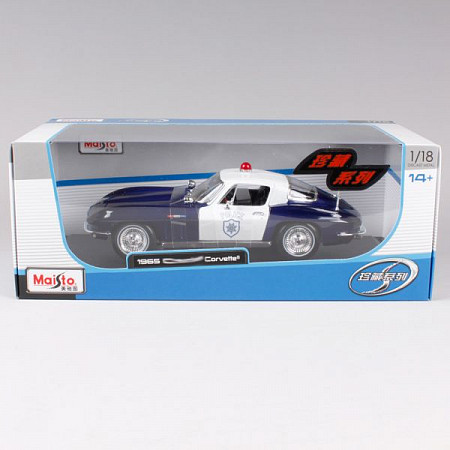 Масштабная модель автомобиля Maisto 1:18 Шевроле Корвет (1965) (31381) blue/white