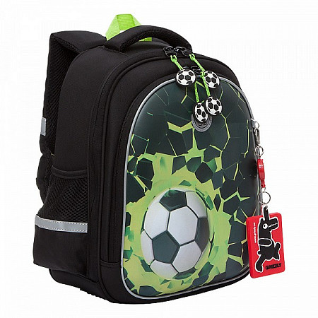 Рюкзак школьный GRIZZLY RAz-187-1 /2 black/light green