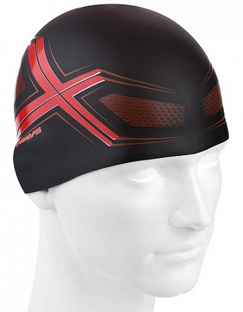 На картинке изображен Шапочка для бассейна (плавания) взрослая Mad Wave Silicone Printed Spyder black/red Шапочка для бассейна (плавания) взрослая Mad Wave Silicone Printed Spyder black/red
