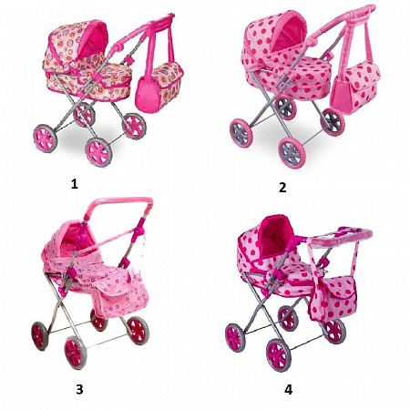 На картинке изображен Коляска-люлька Shenzhen Toys для кукол Д79531-1 pink/crimson Коляска-люлька Shenzhen Toys для кукол Д79531-1 pink/crimson