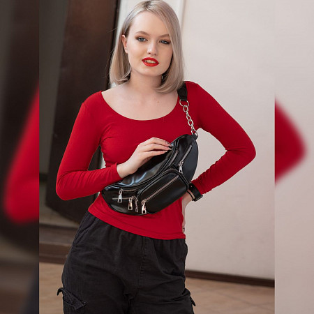 На картинке изображен Поясная сумка женская Ors Oro OMS-0154 black Поясная сумка женская Ors Oro OMS-0154 black