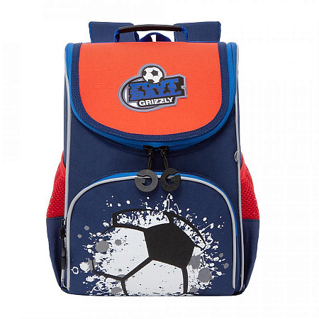 Рюкзак школьный с мешком GRIZZLY RAm-185-1 / blue/red