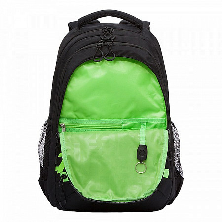 Рюкзак школьный GRIZZLY RU-137-2 /3 black/light green