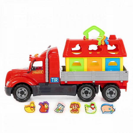 Набор Полесье Автомобиль бортовой с домиком для зверей 55521