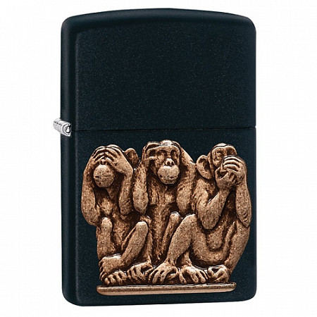 Зажигалка Zippo Three Monkeys 29409 black matte