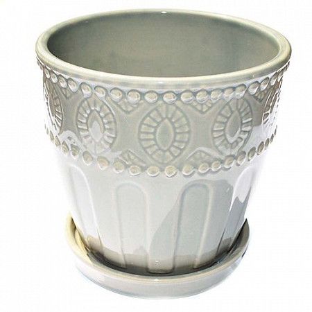 Горшок керамический с поддоном 15см Zez Sport для цветов YG780250 (в ассортименте)