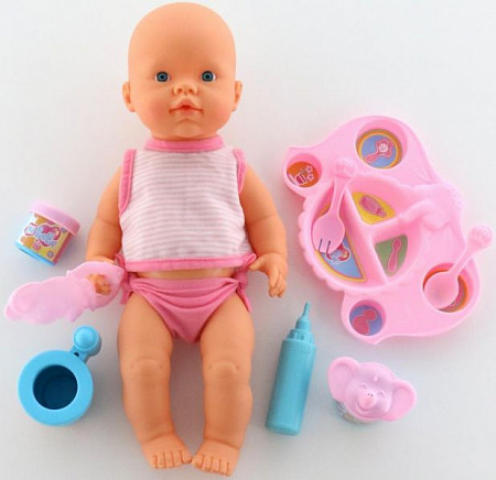 Игрушка Полесье Кукла "Пупс": пьёт и кушает (с набором для кормления) 40513