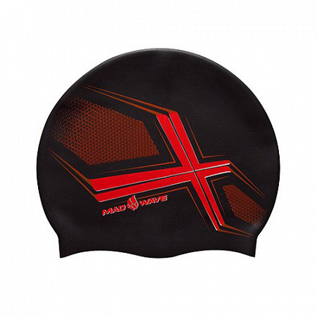 На картинке изображен Шапочка для бассейна (плавания) взрослая Mad Wave Silicone Printed Spyder black/red Шапочка для бассейна (плавания) взрослая Mad Wave Silicone Printed Spyder black/red