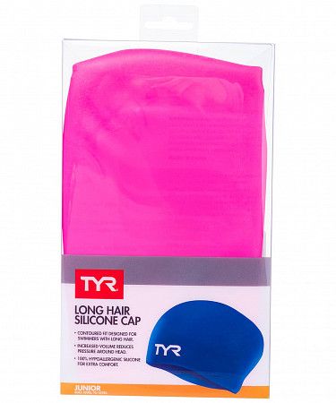 Шапочка для плавания TYR Long Hair Wrinkle-Free Silicone Junior Cap LCSJRL/693 pink